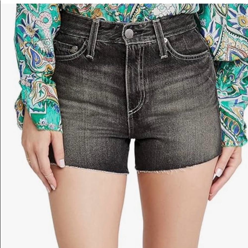 AG Alexxis High Rise denim shorts in shadow black size 30